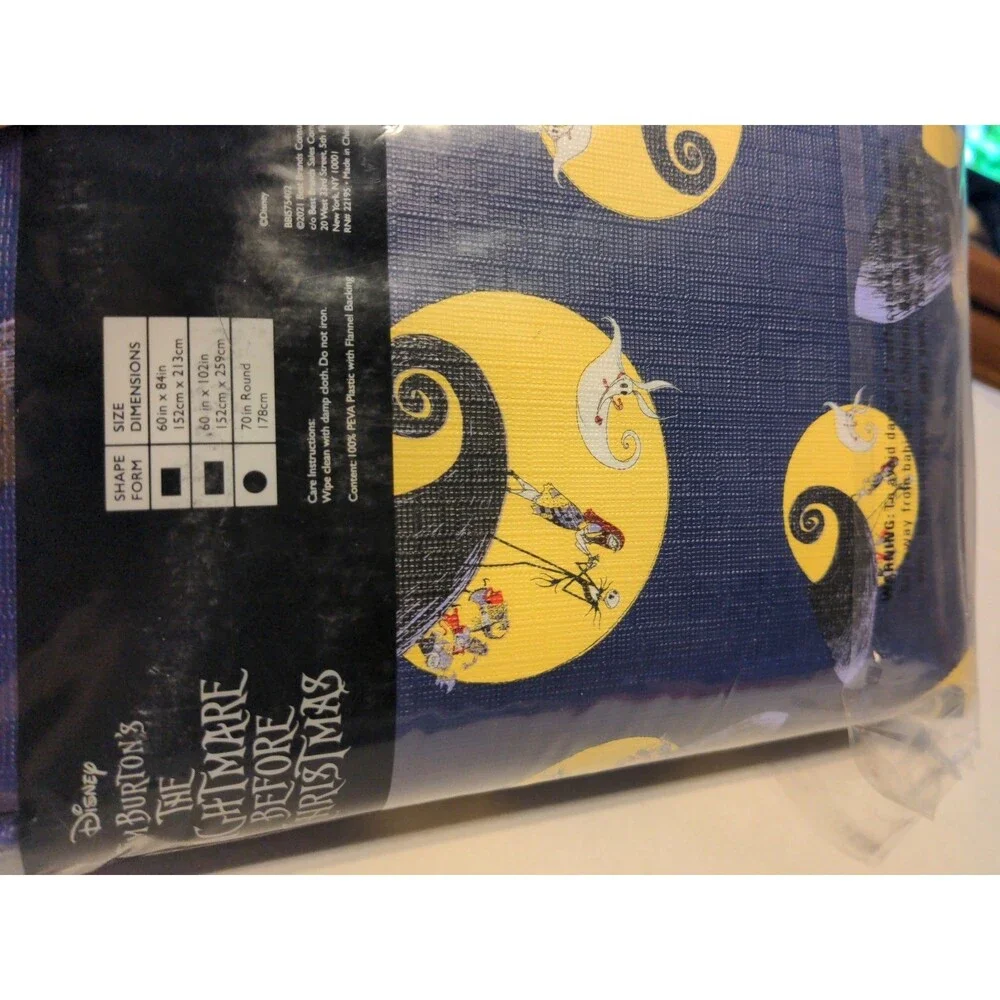 NEW Tim Burton The Nightmare Before Christmas Tablecloth 60x102 Purple Jack Bat